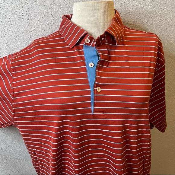 Peter Millar Striped Golf Polo Shirt, L - Picture 3 of 6